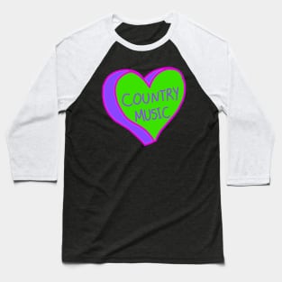 Cool Country Music Heart Baseball T-Shirt